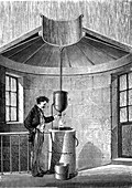 Paris Observatory rain gauge, 19th Century illustration