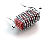 Electromagnetic coil and core, illustration