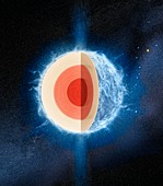 Internal structure of a neutron star, illustration