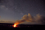 Ash plume rising at night from Kilauea, April 2008