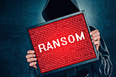 Ransomware computer virus, conceptual image