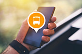 Public transport app, conceptual image