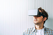 Man with VR headset goggles