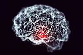 Brain with blurred neuronal network, illustration