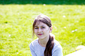 Smiling girl in park