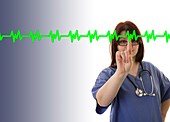 Doctor touching virtual ECG