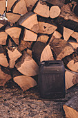 Logs and oil can