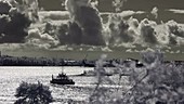 Helsinki harbour and ships, infrared footage