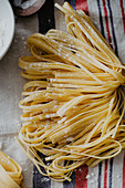 Fresh homemade ribbon noodles