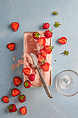 Strawberry ice cream with strawberries