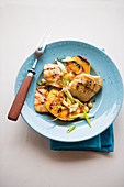 Grilled mango chicken with chilli and leek vinaigrette (Caribbean)