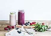 Fresh healthy smoothie with blueberries and raspberries