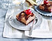 Roasted cherry and chocolate cheesecake