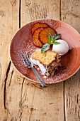 Almond cake with lemon ice cream