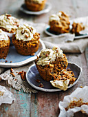 Carrot cakes with date cream cheese frosting