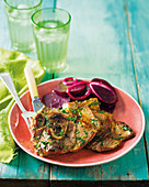 Pork chops with quick pickled beetroot