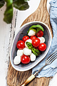 Insalata caprese (mozzarella with cherry tomatoes and basil)