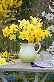 Yellow Daffodil Bouquet In Pitcher