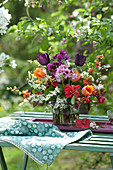 Colorful Spring Bouquet On The Terrace Table