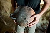 Reconstructed Neolithic clay pot, La Draga site
