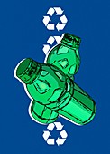 Plastic recycling, conceptual illustration