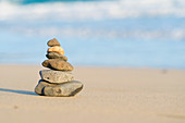 Stacked stones on a beach