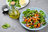 Sweet potato salad with white beans and spinach
