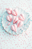 Pink meringue hearts