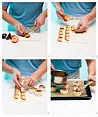 Fruity puff pastry spirals being made