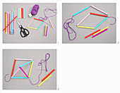 Instructions for making a mobile from drinking straws