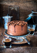 Chocolate cake with whipped chocolate ganache