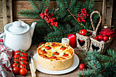 Cheese and tomato cake for Christmas