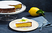 Lemon cake with icing sugar