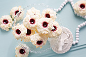 Coconut and blackberry macaroons