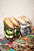 Clogs with floral uppers