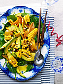 Barbecued Corn, Spinach and Avocado Salad