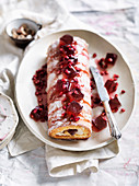 Turkish Delight and Pomegranate Roulade