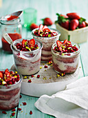 Strawberry Halva Mousse with Pistachos
