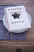 Handmade menu for Christmas dinner