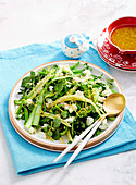 Asparagus, beans and goats curd salad