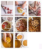 Pasta e fagioli (pasta with beans, Italy) being made