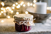 Christmas jam in a glass jar for gifting