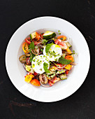 Greek Tomato Salad with Cucumber, Feta, Red Onions and