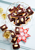 Christmas cookies with chocolate and almonds