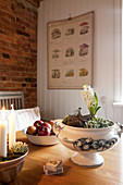 Christmas decorations on dining table