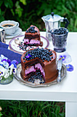 Blueberry and chocolate cake