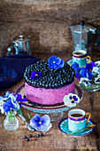 A festive blueberry cheesecake