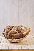 A breadbasket with different bread