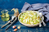 Napa cabbage salad with sour cucumber and garlic