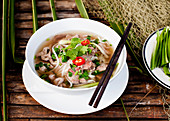 Traditional Vietnamese beef soup pho bo